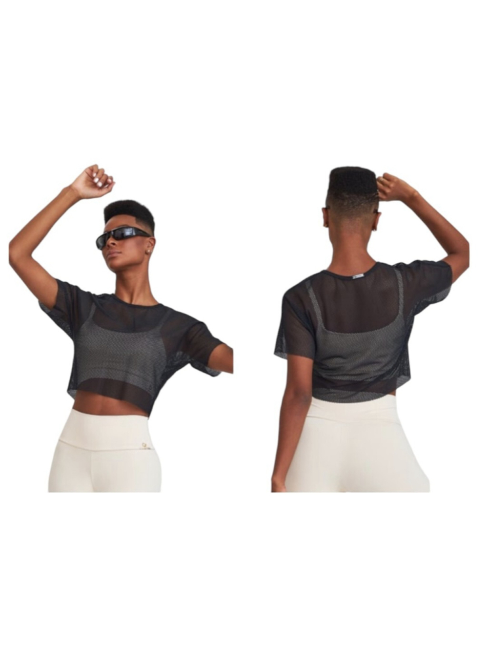 Cajubrasil Mesh Workout Top in Black Size Large